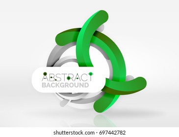 Modern 3d ring composition in grey and white space, vector abstract background