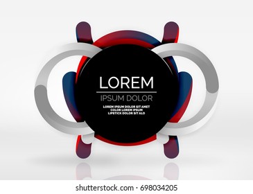 Modern 3d ring composition in grey and white space, vector abstract background