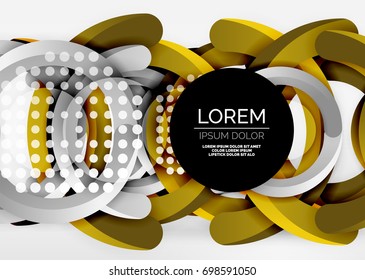 Modern 3d ring composition in grey and white space, vector abstract background
