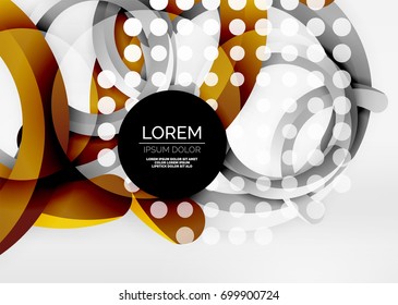 Modern 3d ring composition in grey and white space, vector abstract background