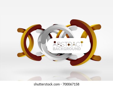 Composición moderna del anillo 3d en espacio gris y blanco, fondo abstracto vectorial