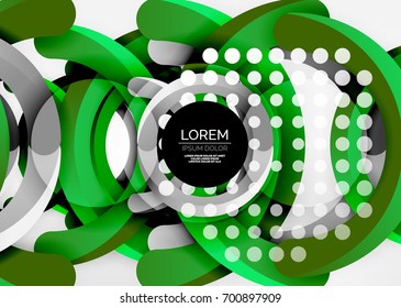 Modern 3d ring composition in grey and white space, vector abstract background