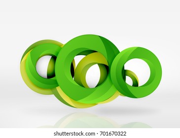 Modern 3d ring composition in grey and white space, vector abstract background