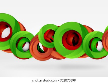 Modern 3d ring composition in grey and white space, vector abstract background