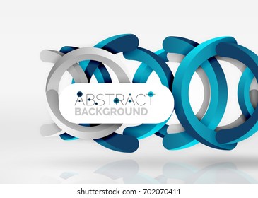 Modern 3d ring composition in grey and white space, vector abstract background