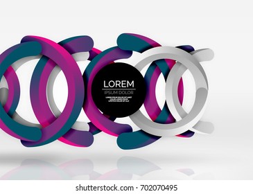 Modern 3d ring composition in grey and white space, vector abstract background