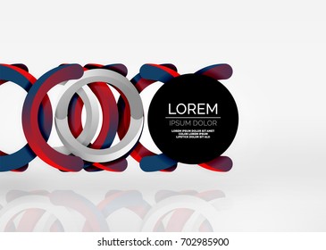 Modern 3d ring composition in grey and white space, vector abstract background