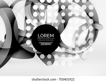 Modern 3d ring composition in grey and white space, vector abstract background