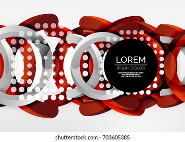 Modern 3d ring composition in grey and white space, vector abstract background