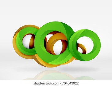 Modern 3d ring composition in grey and white space, vector abstract background