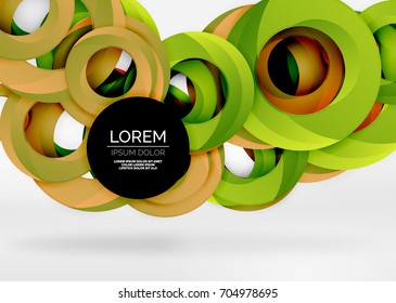 Modern 3d ring composition in grey and white space, vector abstract background