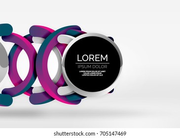 Modern 3d ring composition in grey and white space, vector abstract background