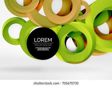 Modern 3d ring composition in grey and white space, vector abstract background