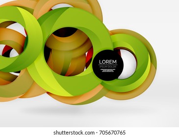 Modern 3d ring composition in grey and white space, vector abstract background
