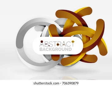 Modern 3d ring composition in grey and white space, vector abstract background
