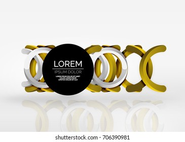 Modern 3d ring composition in grey and white space, vector abstract background