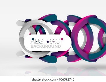 Modern 3d ring composition in grey and white space, vector abstract background