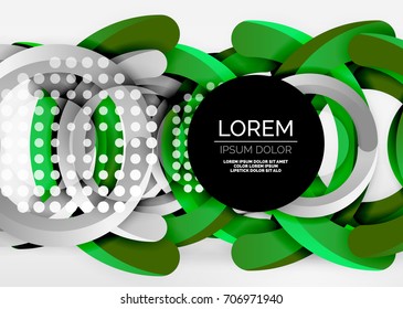 Modern 3d ring composition in grey and white space, vector abstract background