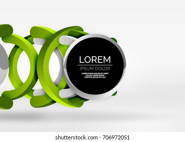 Modern 3d ring composition in grey and white space, vector abstract background