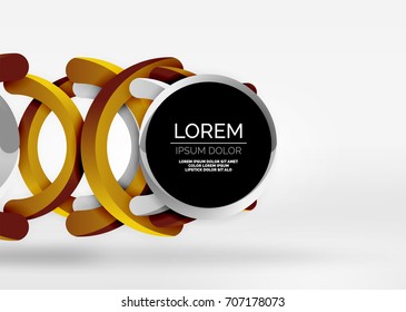 Modern 3d ring composition in grey and white space, vector abstract background
