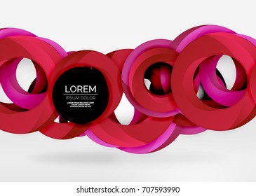 Modern 3d ring composition in grey and white space, vector abstract background