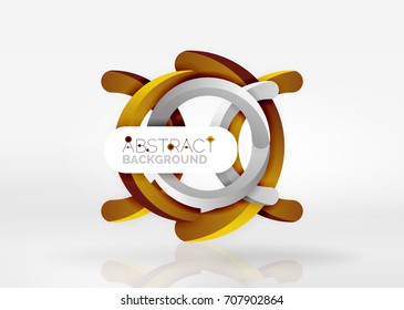 Composición moderna del anillo 3d en espacio gris y blanco, fondo abstracto vectorial