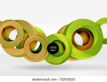Modern 3d ring composition in grey and white space, vector abstract background