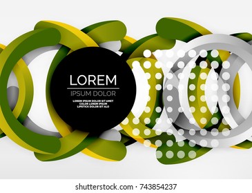 Modern 3d ring composition in grey and white space, vector abstract background