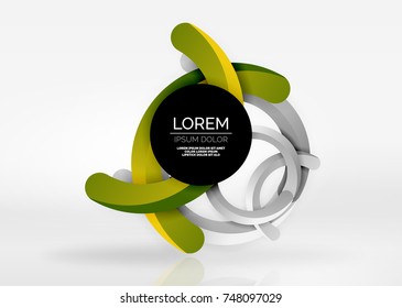 Modern 3d ring composition in grey and white space, vector abstract background