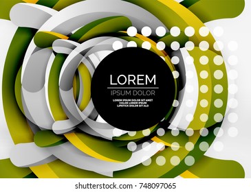 Modern 3d ring composition in grey and white space, vector abstract background