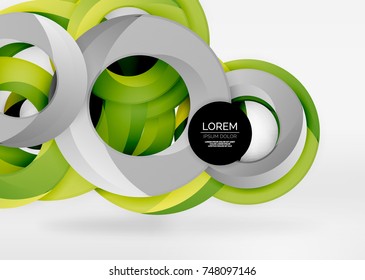 Modern 3d ring composition in grey and white space, vector abstract background