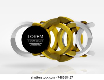 Modern 3d ring composition in grey and white space, vector abstract background