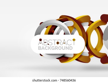 Modern 3d ring composition in grey and white space, vector abstract background