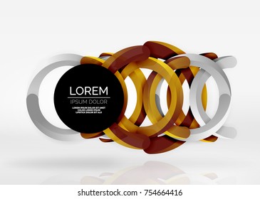 Modern 3d ring composition in grey and white space, vector abstract background
