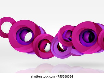 Modern 3d ring composition in grey and white space, vector abstract background