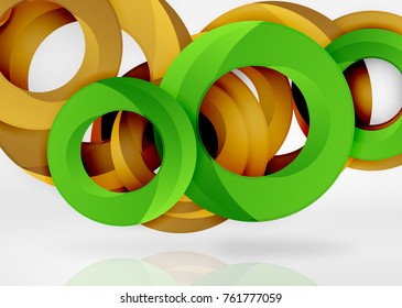 Modern 3d ring composition in grey and white space, vector abstract background