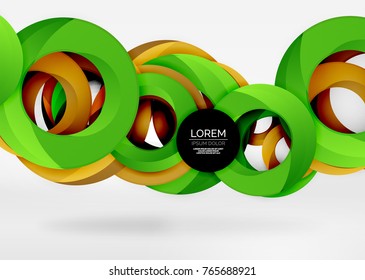 Modern 3d ring composition in grey and white space, vector abstract background