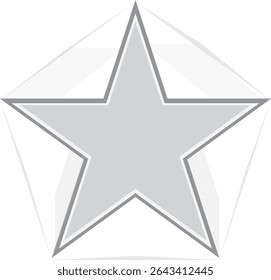 Una ilustración moderna de estrella de plata 3D con una superposición de cristal geométrico transparente, sobre un fondo azul suave. Perfecto para su uso en diseño digital, decoración, insignias, premios.
