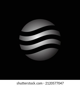 modern 3d silver wave globe logo design