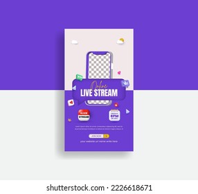 Modern 3d social media story for live streaming webinar business marketing conference vertical banner or flyer template suitable for corporate roll up banner with gradient colorful design