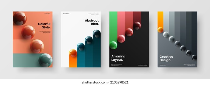 Modern 3D spheres company identity layout collection. Creative brochure design vector concept bundle.