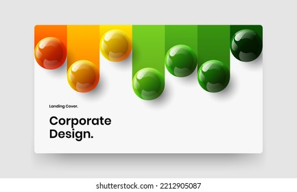 Modern 3D spheres corporate brochure concept. Fresh website screen vector design illustration.