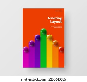 Modern 3D spheres handbill illustration. Geometric company brochure A4 design vector layout.