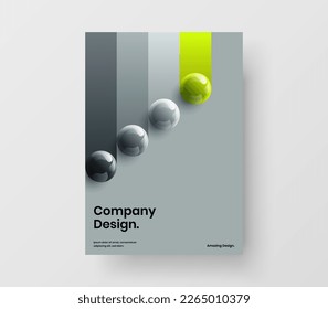 Modern 3D spheres journal cover template. Multicolored corporate identity A4 design vector illustration.