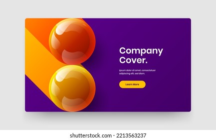 Modern 3D spheres landing page illustration. Clean magazine cover vector design template.