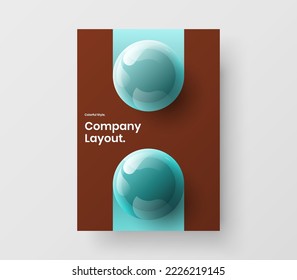 Modern 3D spheres leaflet illustration. Trendy handbill A4 vector design concept.