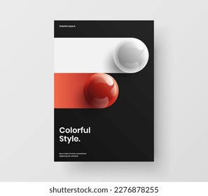 Modern 3D spheres presentation layout. Unique corporate brochure A4 vector design illustration.