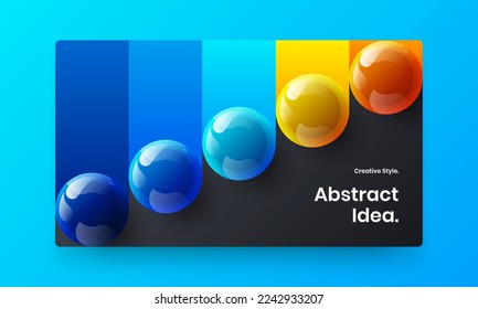 Modern 3D spheres website template. Unique handbill vector design illustration.
