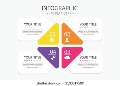 Modern 3d square text box with triangle 4 colors bullet infographics elements for use in business. 