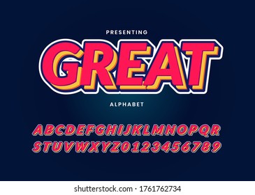 Modern 3d style custom font with cool gradient. trendy alphabet design for game logo, poster headline, typography, sticker